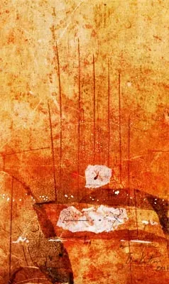 Composition peinte de Tibari Kantour dans des tons de terre